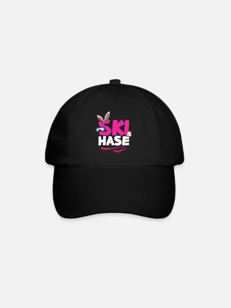SKI HASE Skihase Schneehase Schnee Häschen - Baseballkappe - Schwarz/Schwarz