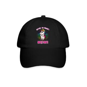 Bevor du fragst: Nein! Selbstbewusstes Einhorn - Baseballkappe - Schwarz/Schwarz - Vorne