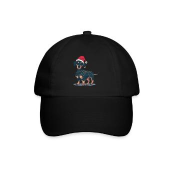 Dackel Weihnachten - Baseballkappe - Schwarz/Schwarz - Vorne