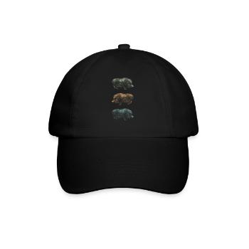 Retro Schwein Wildschwein Keiler Geschenk - Baseballkappe - Schwarz/Schwarz - Vorne