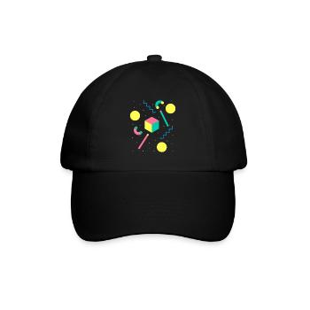 Retro 80er & 90er Jahre Vintage geometrische Muster Memphis - Baseballkappe - Schwarz/Schwarz - Vorne