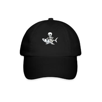 Hai Halloween Skelett Knochen Lustiges Geschenk - Baseballkappe - Schwarz/Schwarz - Vorne