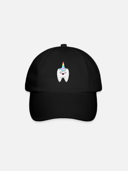 Zahn Einhorn Zahnarzt Zähne Dentist Geschenk - Baseballkappe - Schwarz/Schwarz