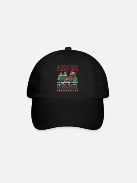 Dachshund Through The Snow Funny Dog Lovers - Baseballkappe - Schwarz/Schwarz