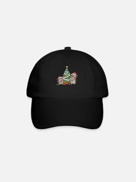Weihnachten Igel Weihnachtsbaum Schmücken Advent - Baseballkappe - Schwarz/Schwarz