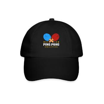PingPong Meister Logo - Baseballkappe - Schwarz/Schwarz - Vorne