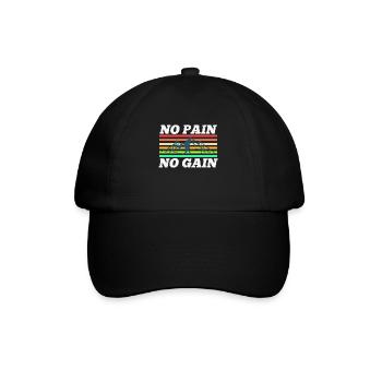 no pain, no gain - Baseballkappe - Schwarz/Schwarz - Vorne