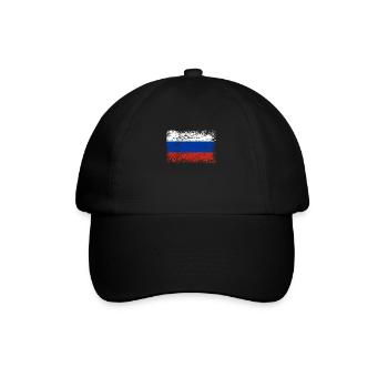 Russland russisch Flagge Fahne used-look - Baseballkappe - Schwarz/Schwarz - Vorne