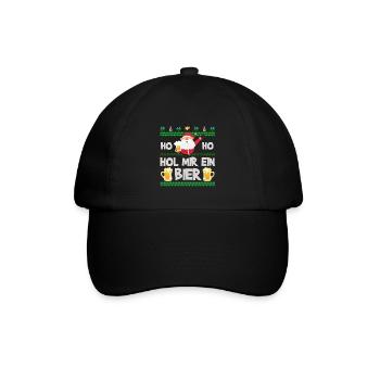 Weihnachten Weihnachtsmann Ho Ho Bier Winter Xmas - Baseballkappe - Schwarz/Schwarz - Vorne