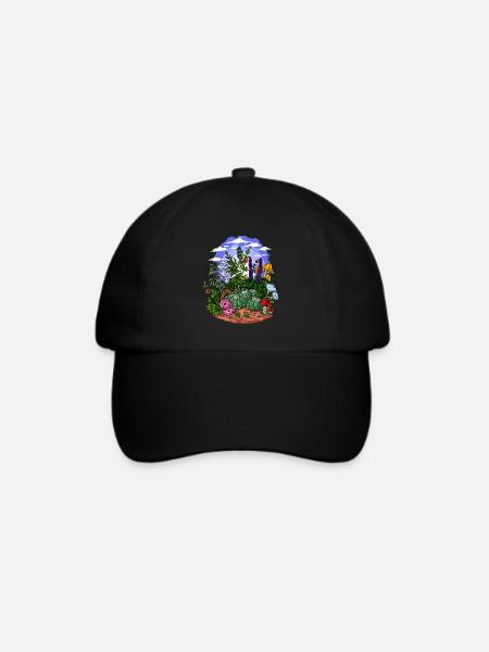 Psychedelischer Naturgarten - Baseballkappe - Schwarz/Schwarz