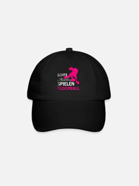 echten Maedchen spielen Floorball - Baseballkappe - Schwarz/Schwarz