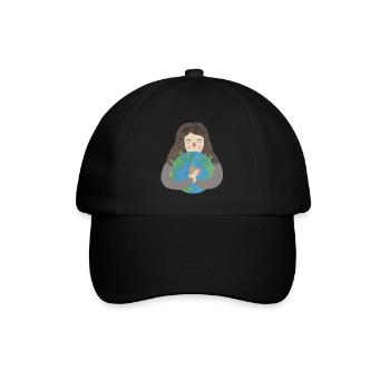 Mädchen Umarmung Erde Herz Planet Grün Earth Liebe - Baseballkappe - Schwarz/Schwarz - Vorne