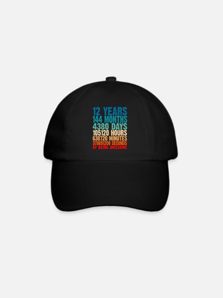 12 Years Of Being Awesome 12 Geburtstag Geschenk 1 - Baseballkappe - Schwarz/Schwarz