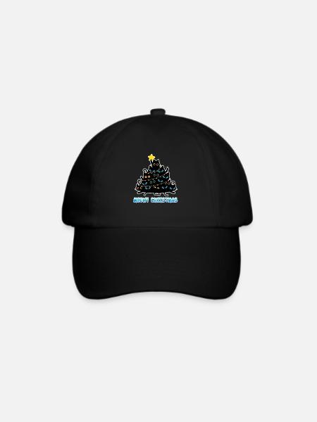 Meowy Christmas Katzen Weihnachtsbaum - Baseballkappe - Schwarz/Schwarz