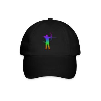 Bogenschießen Regenbogen Silhuette - Baseballkappe - Schwarz/Schwarz - Vorne