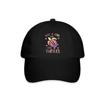 Nur ein Mädchen, das Schildkröten liebt - Baseballkappe - Schwarz/Schwarz - Vorne