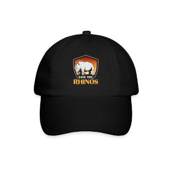 Nashorn Rhinozeros - Baseballkappe - Schwarz/Schwarz - Vorne