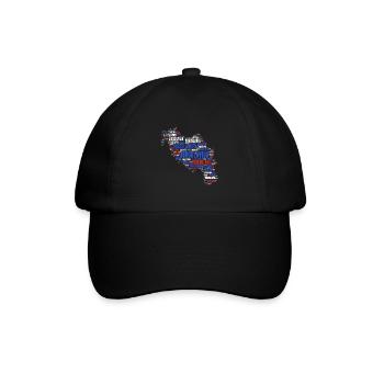 Jugoslawien Karte Design 03c - Baseballkappe - Schwarz/Schwarz - Vorne