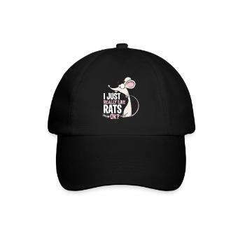 Ratten Lieblingstier - Baseballkappe - Schwarz/Schwarz - Vorne
