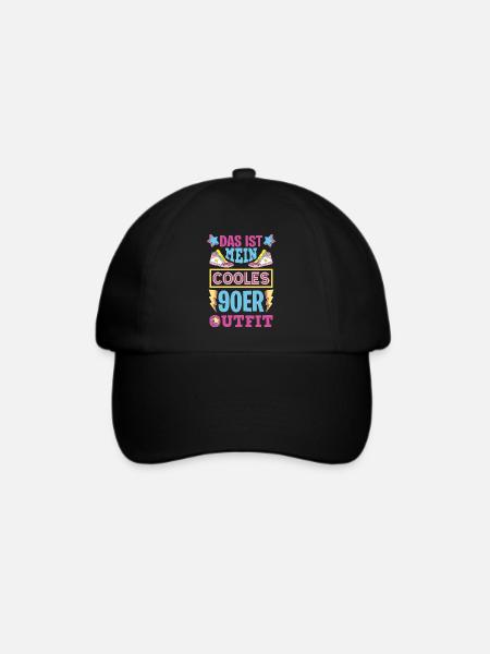 90er Jahre Party Outfit Kostüm Verkleidung 90s - Baseballkappe - Schwarz/Schwarz