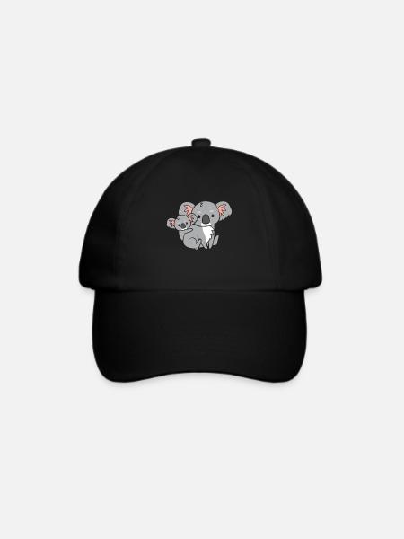 Koala - Mammi mit Kind auf Rücken - Baseballkappe - Schwarz/Schwarz