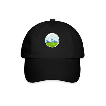 Berge und Windenergie Nachhaltig Energie - Baseballkappe - Schwarz/Schwarz - Vorne