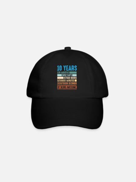 10 years 120 months 10 year old Shirt - Baseballkappe - Schwarz/Schwarz