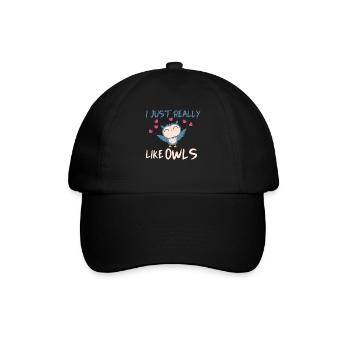 Eulen Kinder Süß - Baseballkappe - Schwarz/Schwarz - Vorne