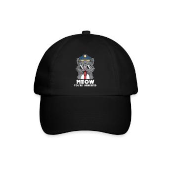 Meow Verhaftet Katze Polizei Kätzchen Polizist - Baseballkappe - Schwarz/Schwarz - Vorne