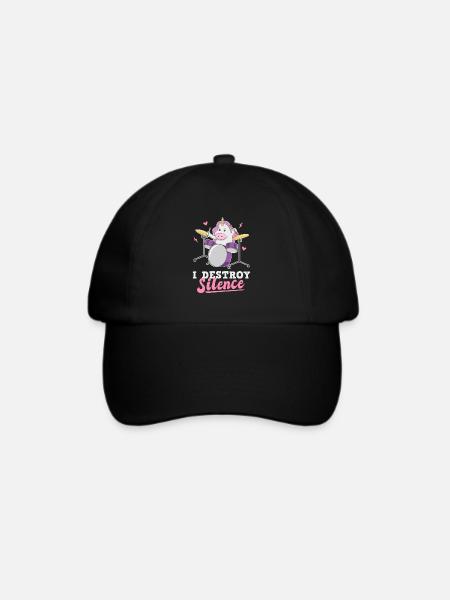 Schlagzeugerin Einhorn Schlagzeug Drummer - Baseballkappe - Schwarz/Schwarz