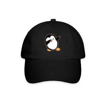 Dabbing Pinguin - Baseballkappe - Schwarz/Schwarz - Vorne