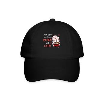 Katze Ramen Anime - Baseballkappe - Schwarz/Schwarz - Vorne