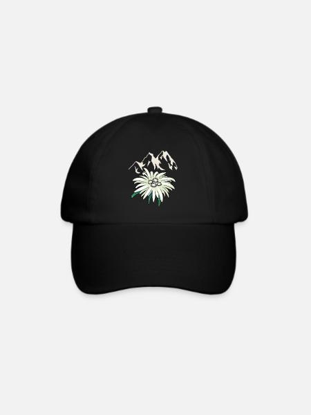 Gebirge Berge Gipfel Edelweiss Blume Tirol Alm - Baseballkappe - Schwarz/Schwarz