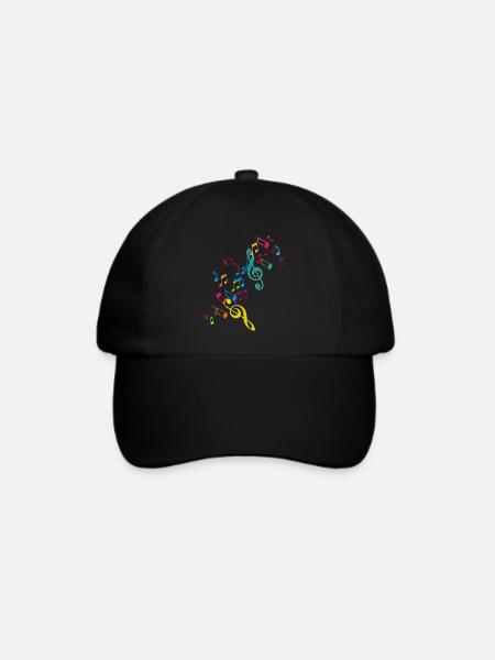 kunterbunte zusammengewürfelte Musik Noten - Baseballkappe - Schwarz/Schwarz