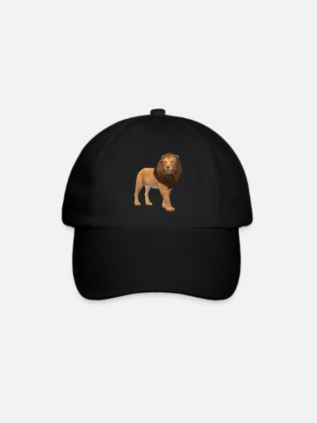 3D Löwe - Baseballkappe - Schwarz/Schwarz