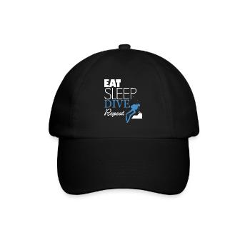 Eat Sleep Dive Repeat Taucher - Baseballkappe - Schwarz/Schwarz - Vorne