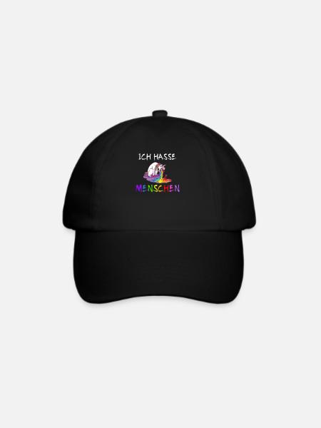 Ich Hasse Menschen Einhorn Kotzen Regenbogen Bunt - Baseballkappe - Schwarz/Schwarz