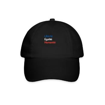 Liberté Égalité Humanité - Mehr Menschlichkeit - Baseballkappe - Schwarz/Schwarz - Vorne