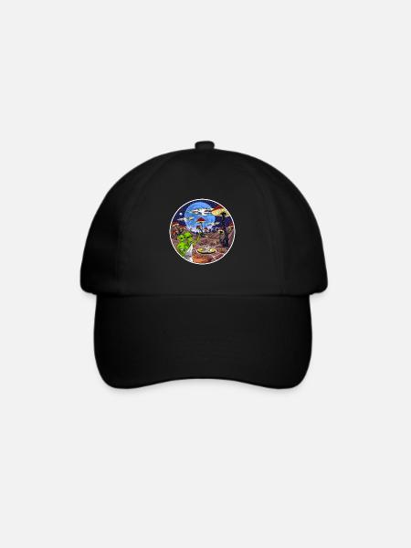 Psychedelische Alien Magic Mushrooms - Baseballkappe - Schwarz/Schwarz