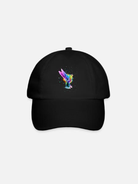 Kolibri Aquarell Graffiti - Baseballkappe - Schwarz/Schwarz