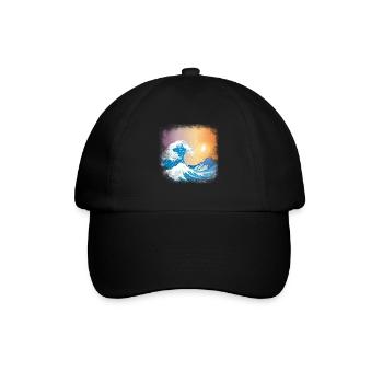 Great Wave Of Kanagawa Japan Japanische Welle - Baseballkappe - Schwarz/Schwarz - Vorne