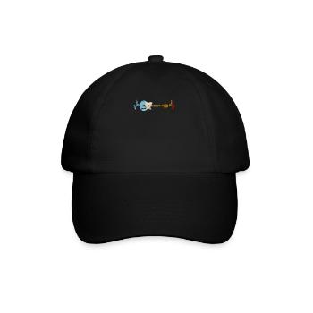 Geschenk Herzschlag Gitarre Vinatge - Baseballkappe - Schwarz/Schwarz - Vorne