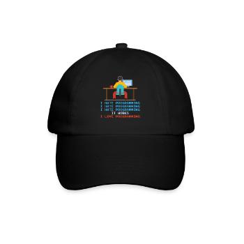 Programmierer - I Hate Programming - Baseballkappe - Schwarz/Schwarz - Vorne
