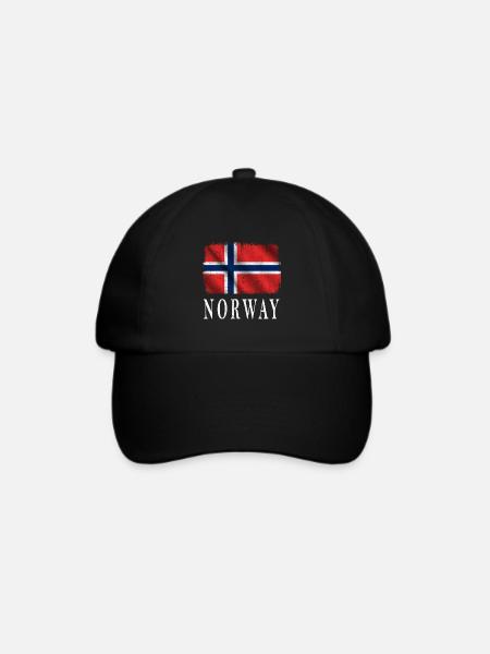 Norway Flag,Norwegen Fahne Vintage - Baseballkappe - Schwarz/Schwarz