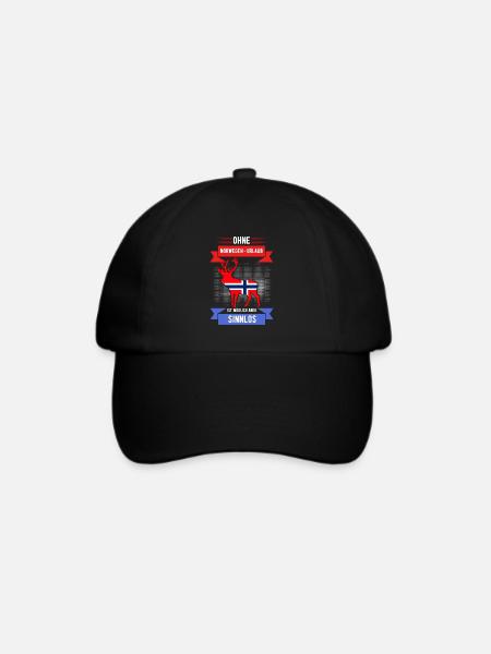 Norwegen - Baseballkappe - Schwarz/Schwarz