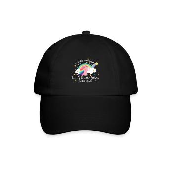 Einschulung Einhorn Ich glitzer in der Schule - Baseballkappe - Schwarz/Schwarz - Vorne
