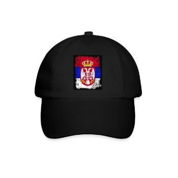 Serbien Serbia Srbija Србија Flagge mit Wappen - Baseballkappe - Schwarz/Schwarz - Vorne