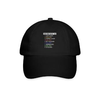 Der perfekte Tag Böllern Essen Schlafen Feuerwerk - Baseballkappe - Schwarz/Schwarz - Vorne