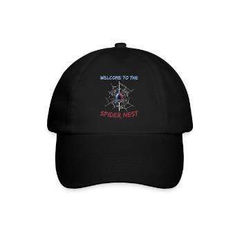 Spinne im Spinnennetz - Baseballkappe - Schwarz/Schwarz - Vorne