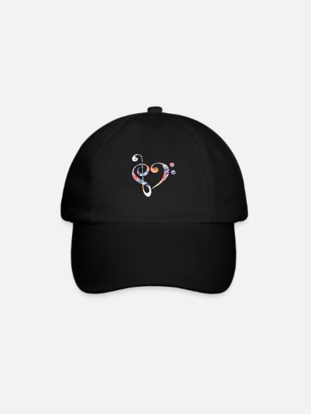 Notenschlüssel Herzform - Baseballkappe - Schwarz/Schwarz